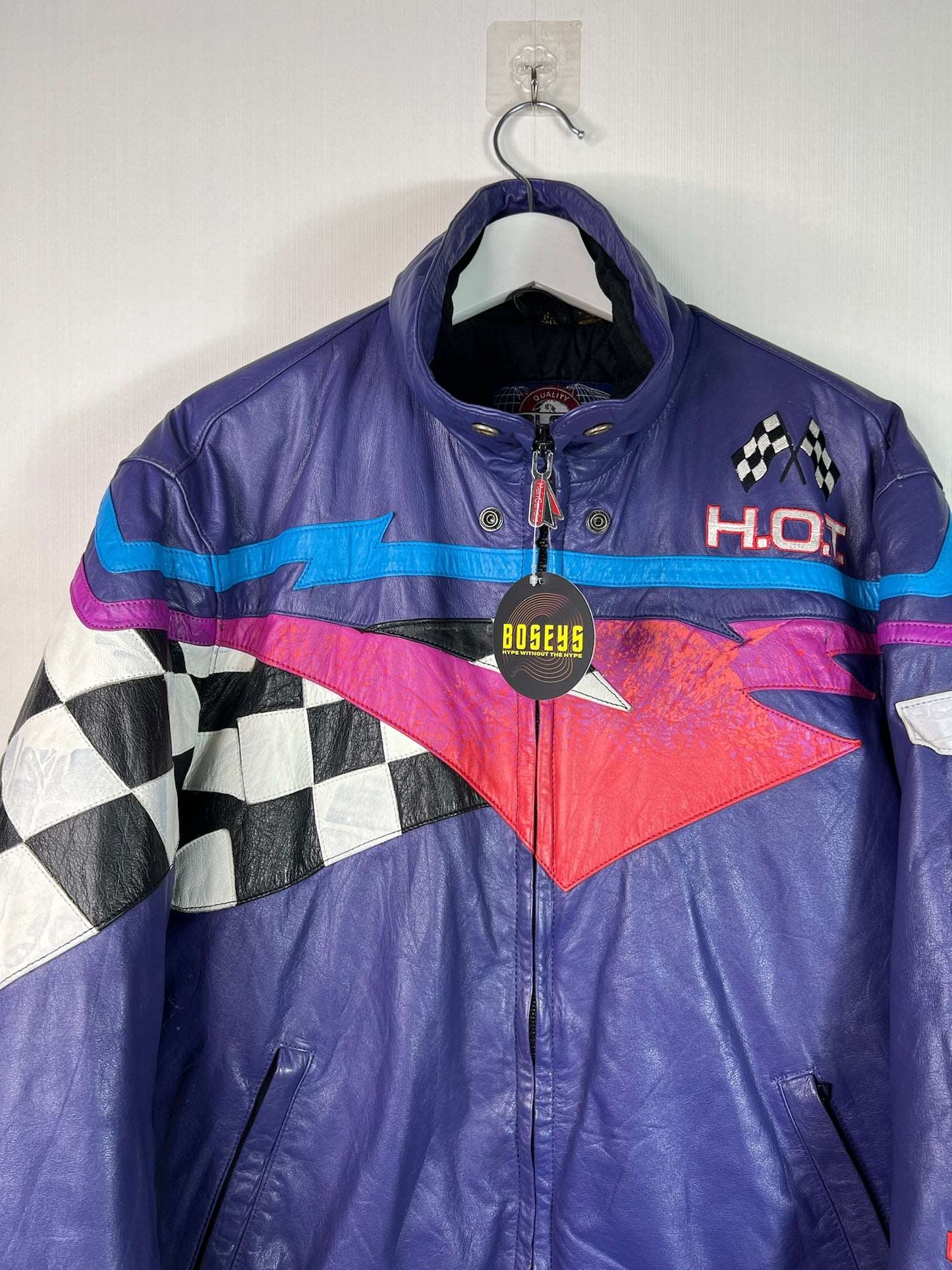 1980s Heavyweight Leather Vintage POLARIS Inc. Racing Jacket. | Fits Upto M/L