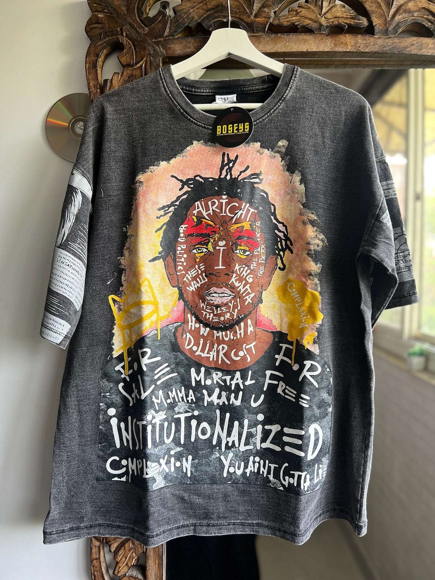 Kendrick Lamar Double Side Printed Space Gray Tee | Fits Upto Free sized upto L