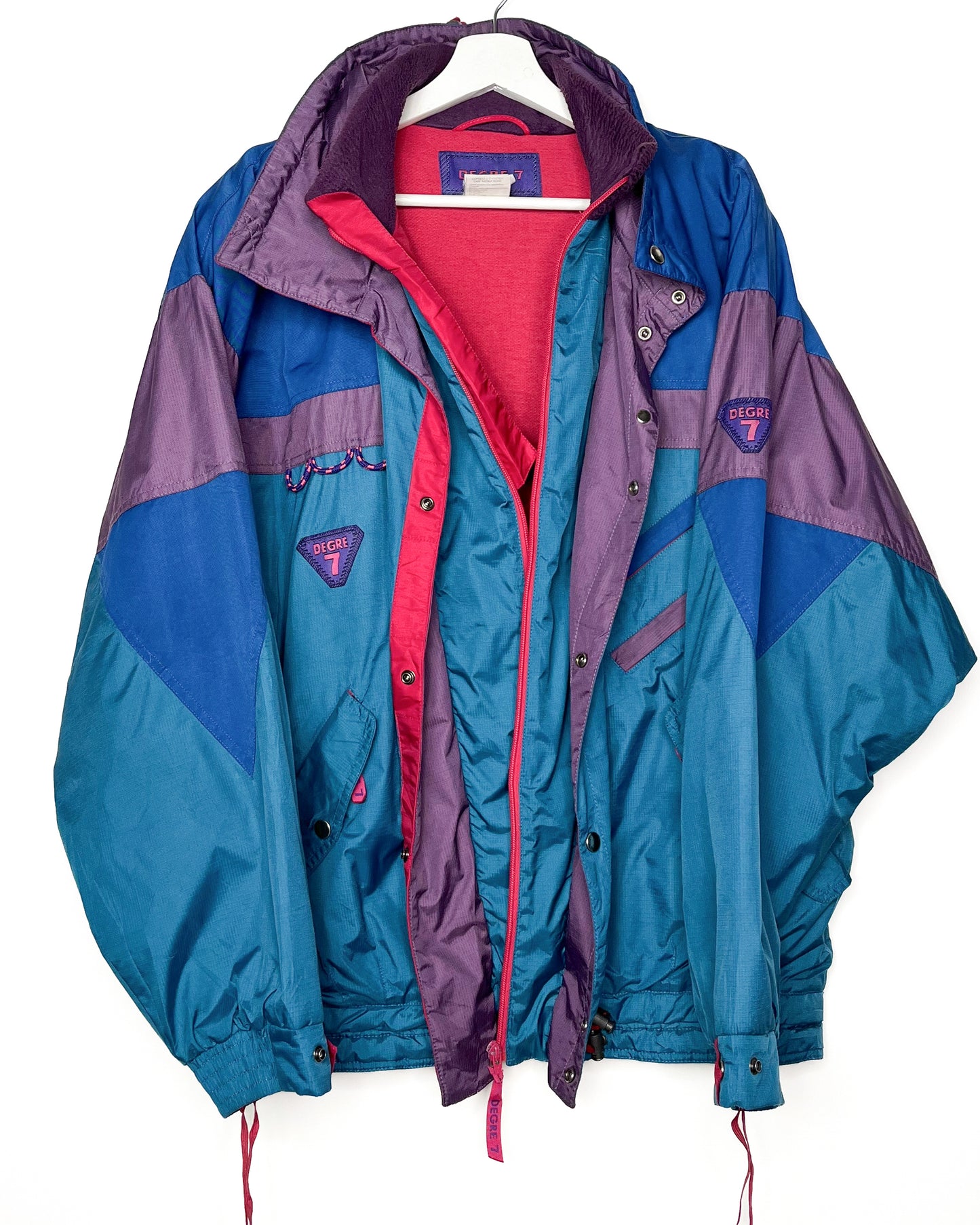 Vintage 1980s Degré 7 Blue and Purple Ski Jacket | Fits Upto XL