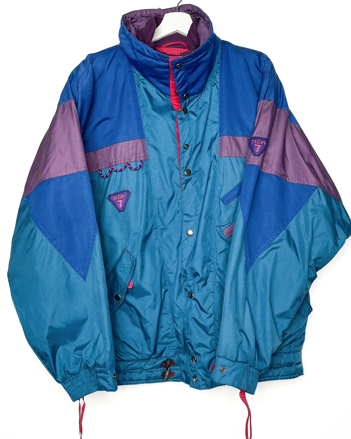 Vintage 1980s Degré 7 Blue and Purple Ski Jacket | Fits Upto XL