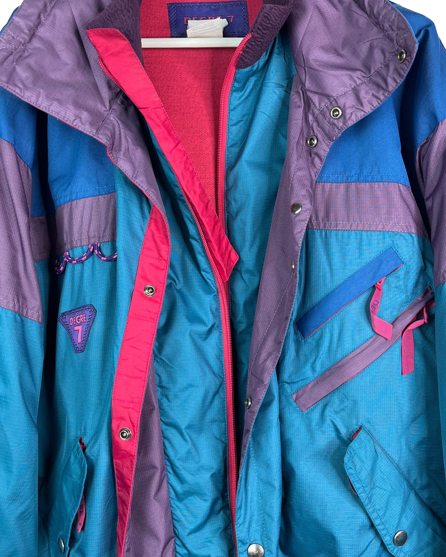 Vintage 1980s Degré 7 Blue and Purple Ski Jacket | Fits Upto XL