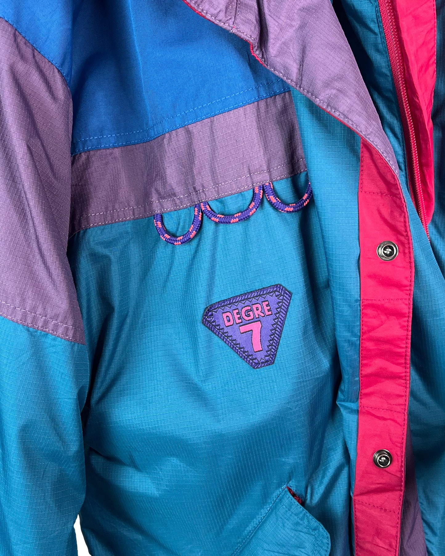 Vintage 1980s Degré 7 Blue and Purple Ski Jacket | Fits Upto XL