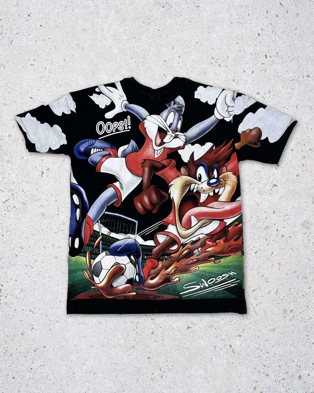 Looney Tunes Double Side Printed Black Tee | Fits Upto Free size L/XL