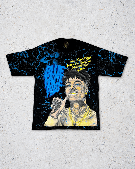 BlueFace Double Side Printed Black Tee | Fits Upto Free size XL/2XL