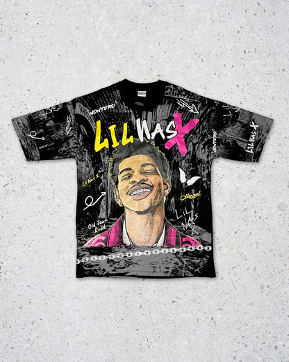 Lil Nas X Double Side Printed Black Tee | Fits Upto Free sized upto L