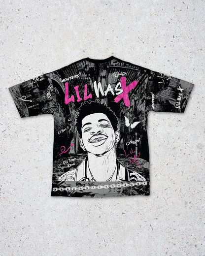 Lil Nas X Double Side Printed Black Tee | Fits Upto Free sized upto L