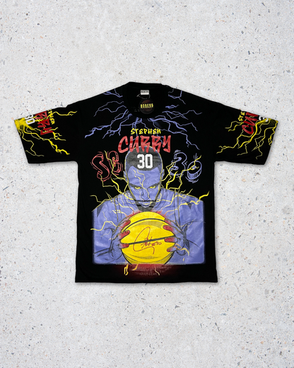 Stephen Curry Double Sided Printed Black Tee | Fits Upto XL