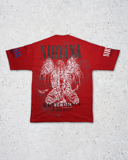 Nirvana Double Side Printed Red Tee | Fits Upto Free size L