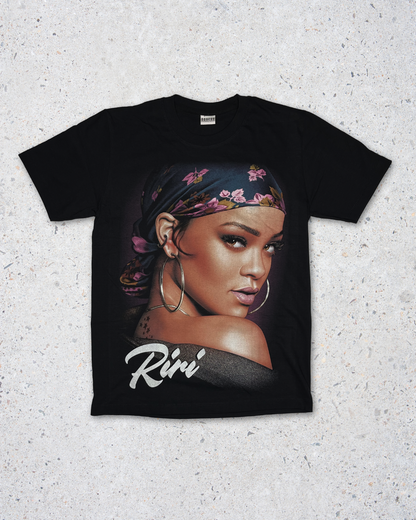 Rihanna Double Side Printed Black Glow in the Dark Tee | Fits Upto S