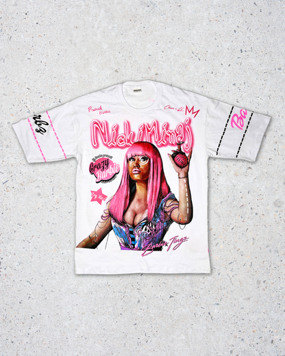 Nicki Minaj Double Side Printed White Tee | Fits Upto M/L