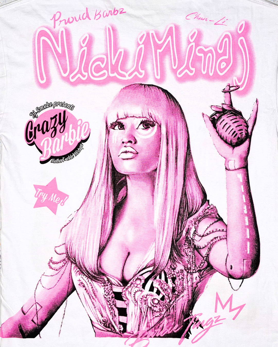 Nicki Minaj Double Side Printed White Tee | Fits Upto M/L