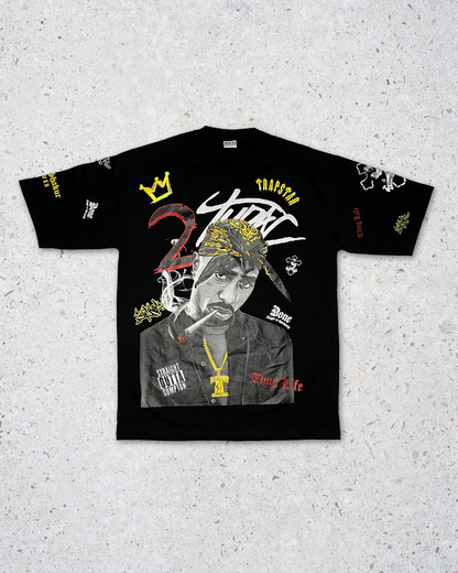 Tupac Double Side Printed Black Tee | Fits Upto Free sized upto L