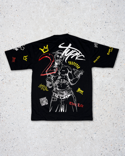 Tupac Double Side Printed Black Tee | Fits Upto Free sized upto L