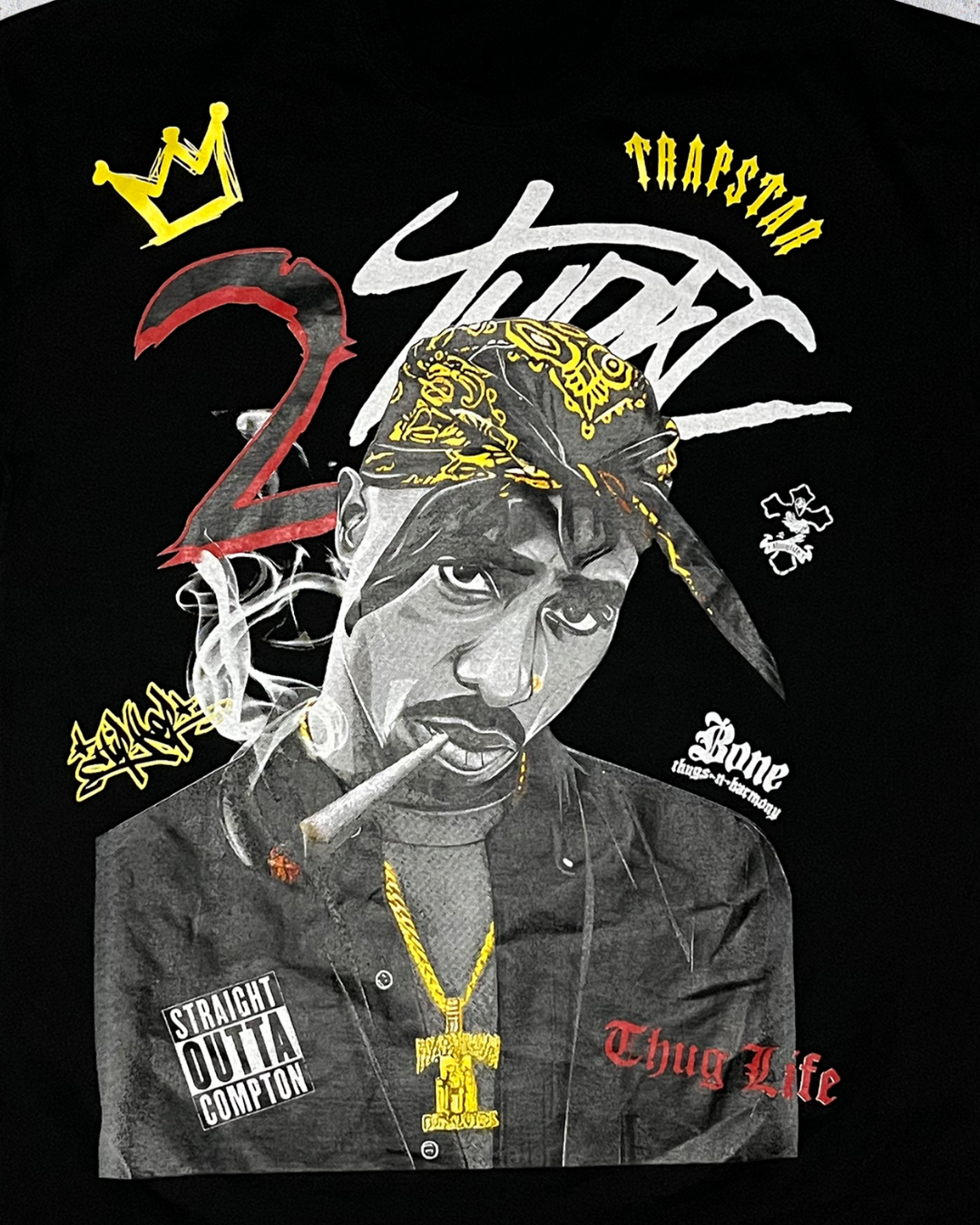 Tupac Double Side Printed Black Tee | Fits Upto Free sized upto L