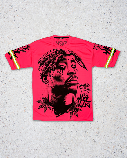 Tupac Double Side Printed Neon Pink Reflector Tee | Fits Upto Free sized upto L/XL