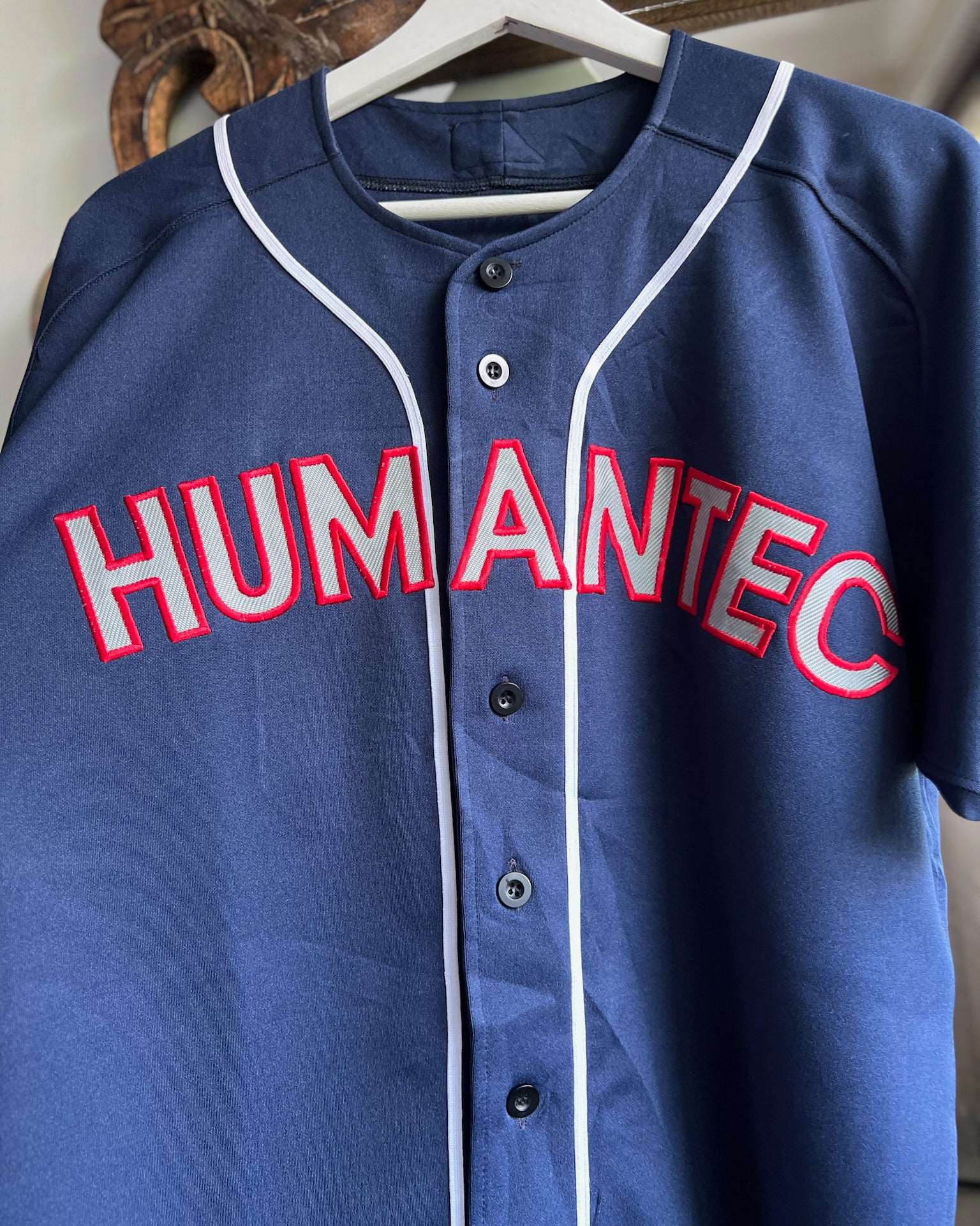 Humantec Dark Blue Embroidered Baseball Jersey✨ | Fits Upto L/XL