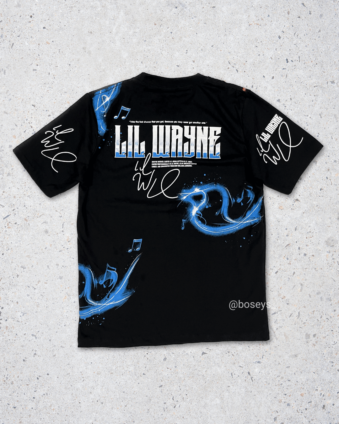 Lil Wayne Double Side Black Tee | Fits Upto M/L