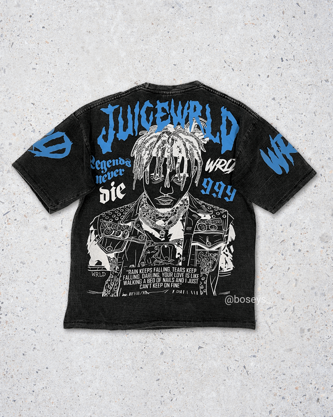 Juicewrld Double Side Space Gray Tee | Fits Upto Free Size L/XL