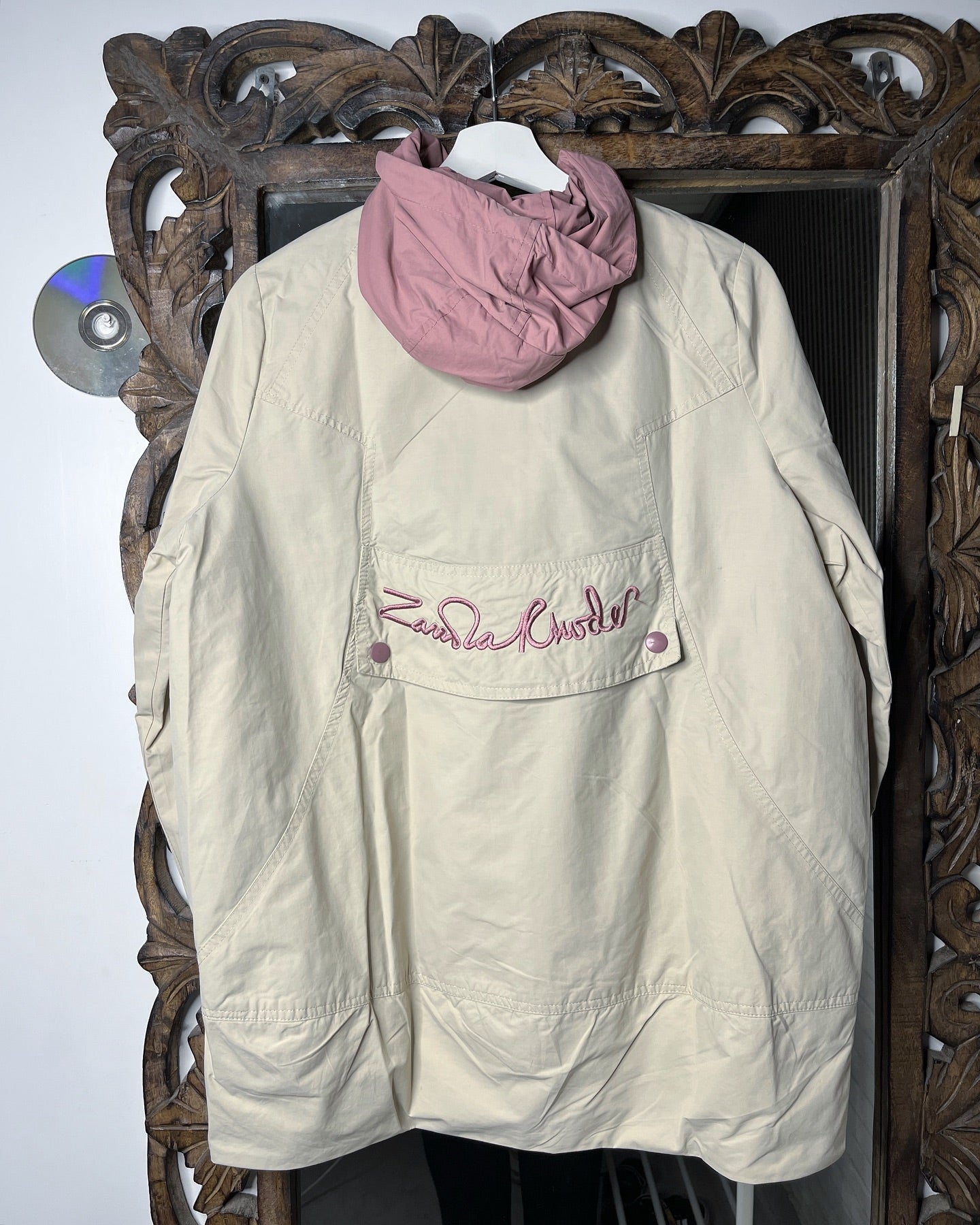 Beige White and Baby Pink Jacket | Fits Upto M