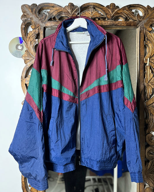 Vtg 90s Ashgreen Maroon and Green windbreaker | Fits Upto XL