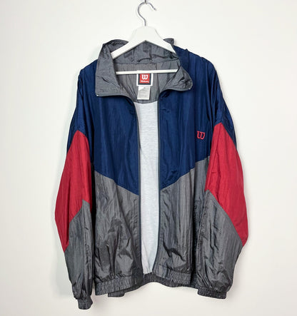 Vintage 90s Wilson Grey, blue, and red windbreaker | Fits Upto XL/2XL