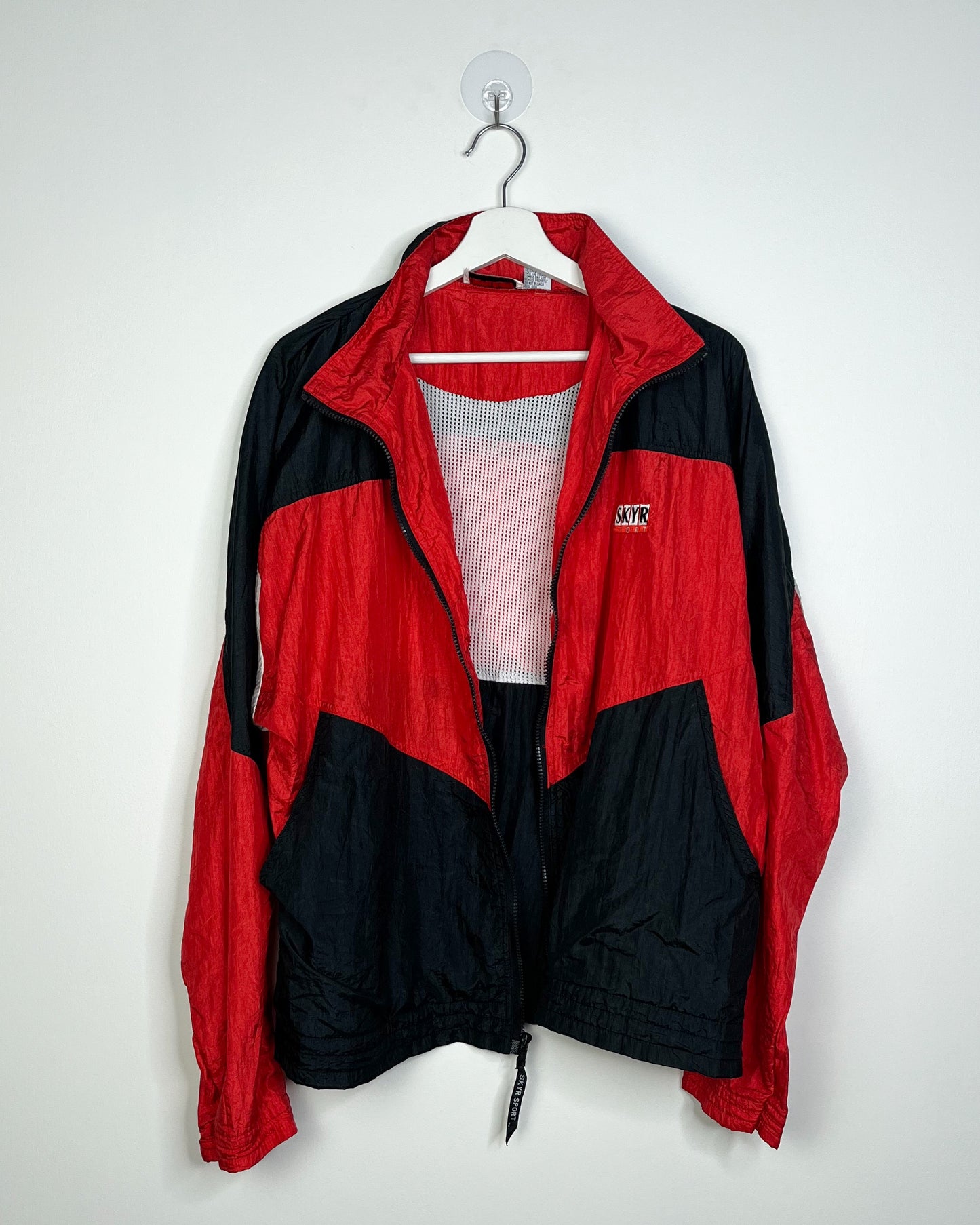 Vintage 90s SKYR Sports Red and Black windbreaker | Fits Upto L