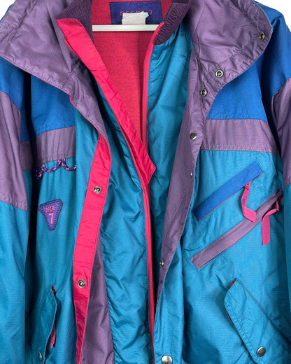 Vintage 1980s Degré 7 Blue and Purple Ski Jacket | Fits Upto XL