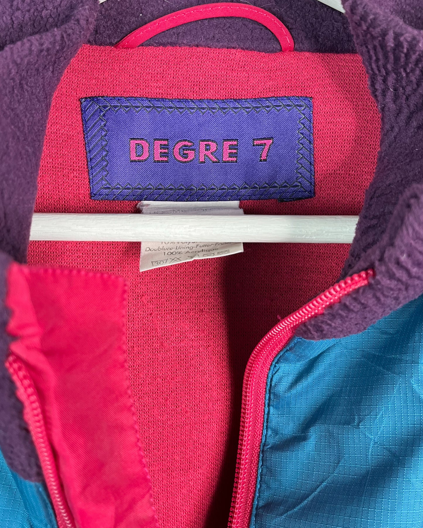 Vintage 1980s Degré 7 Blue and Purple Ski Jacket | Fits Upto XL